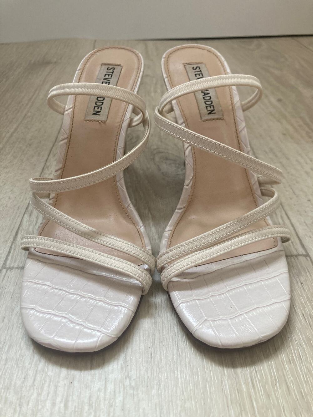 Steve Madden Cream Heeled Sandals, Size 6.5